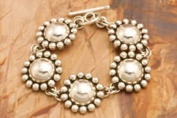 Artie Yellowhorse Rising Sun Design Sterling Silver Link Bracelet